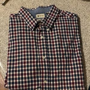 Haggar Long Sleeve dress-Shirt XLarge Stretch 100% cotton Wine multicolor